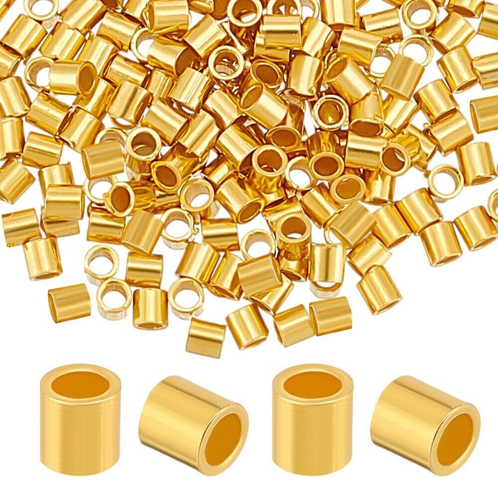 1697 1 Box 200Pcs Crimp Tube Beads Real 18K Gold Plated 925 Sterling Silver
